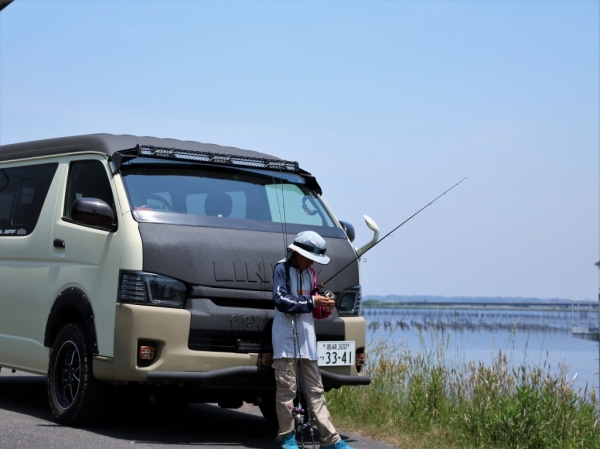 ハイエース_リフトアップ_LINEX_カスタム_デモカー_バス_フィッシング_新利根川_霞ヶ浦_本湖_河口_水門_移動_ランガン_5月_春_初夏