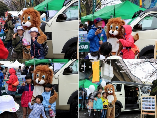 アウトドアデイジャパン2017東京_フレックスドリーム_ブース_マスコットキャラクター_FDライオン_撮影