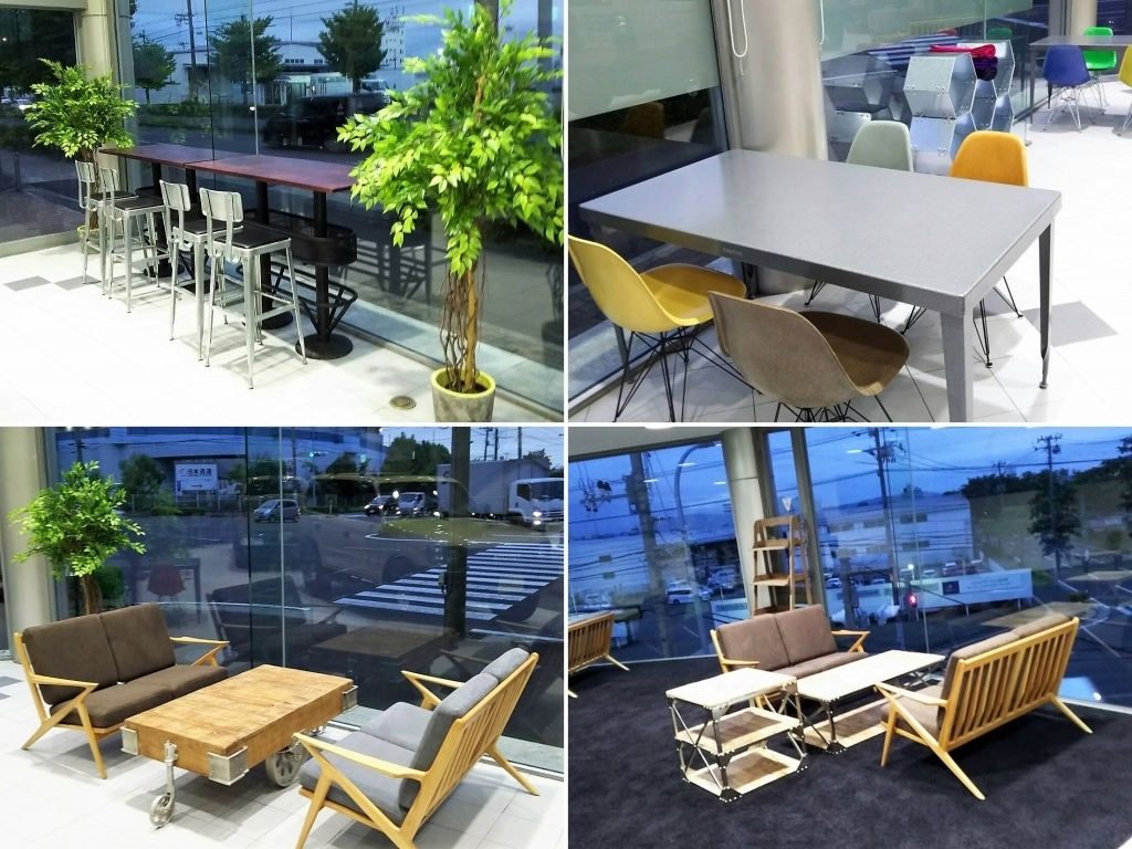 フレックスドリーム_仙台東店_開店_準備中_商談_スペース_エリア_お洒落_テーブル_椅子_ハーマンミラー_イームズチェア