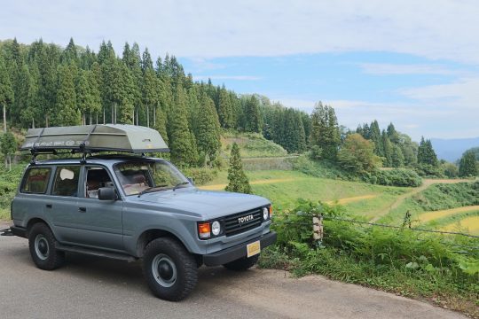 ランクル80 丸目換装 FD-classic86 セメントグレー 津南キャンプ場までの道中