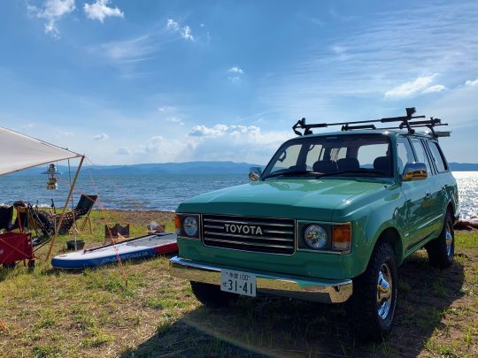 GOOUTCAMP_天神浜オートキャンプ場_ランクル80_丸目換装_FD-classic86_ビンテージグリーン_flexdream