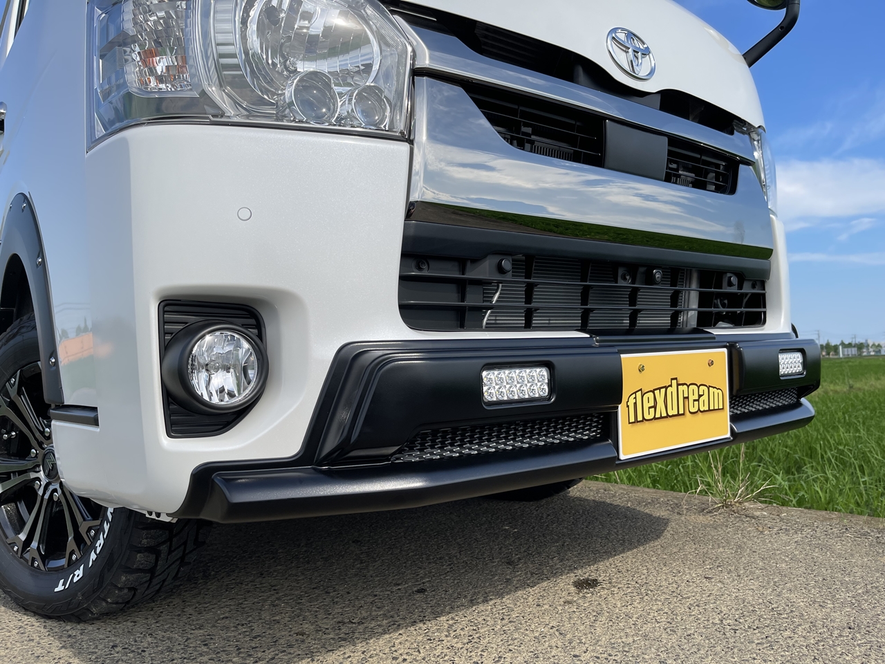 Flex ハイエースバンパーガード ハイエース フロントスポイラー オフ 