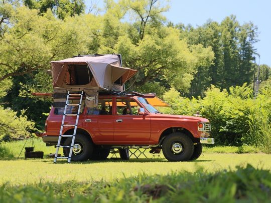 OUTDOORPARK_アウトドアパーク_武蔵丘陵森林公園_ランクル80_FD-classic_ARB4x4_ルーフトップテント_エスペランス_ESPERANCE_車上泊_サイドオーニング_flexdream