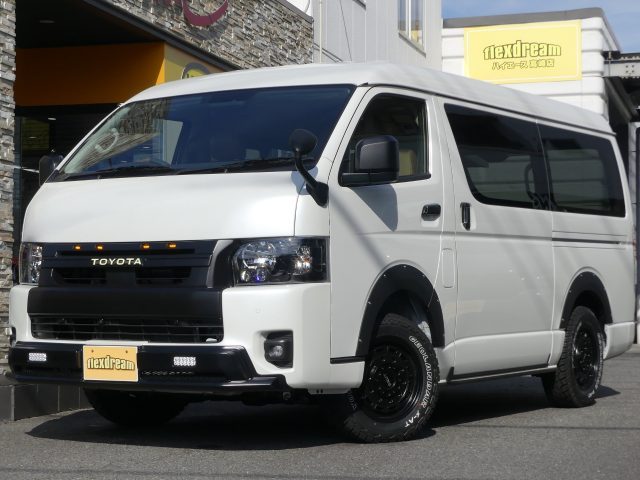 ALL関東キャンピングカーフェア-Gメッセ群馬-イベント特選車-ハイエース-ワゴンGL-車中泊できる街乗り仕様車-FDBOXW09-ブラックアウトカスタム-MONOBOXボンネットグリル--flexdream