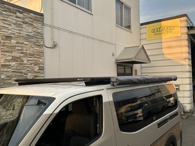 ALL関東キャンピングカーフェア-Ｇメッセ群馬-キャラバン-マイルーム-車中泊仕様-ARB4x4-ベースラック-サイドオーニング-flexdream